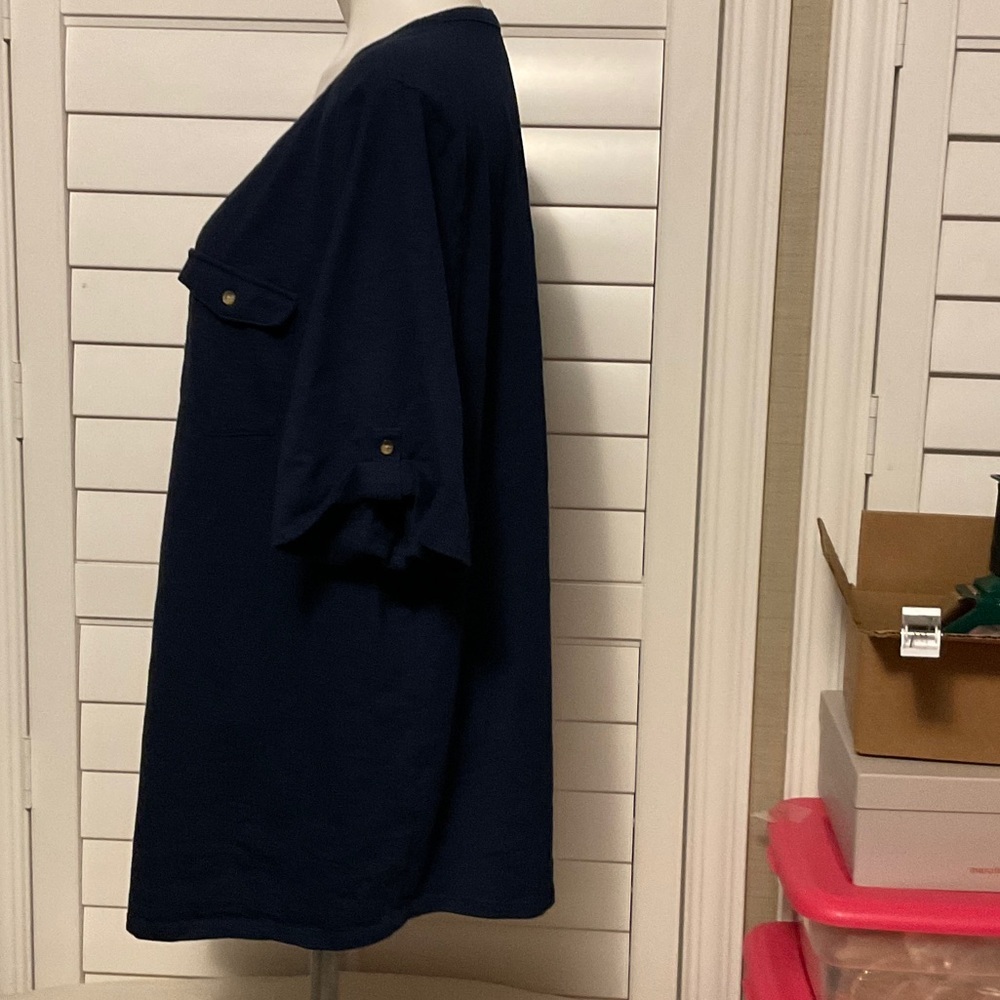 Croft & Barrow Navy Short Sleeve Top - Picture 5 of 6